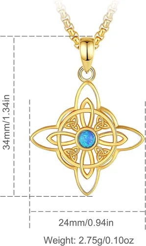 Vista 6 de CELESTIA Nudo de Bruja Plata 925 Original Amuletos de Proteccion Collar de nudo de brujas Cadena de caja de 20 pulgadas