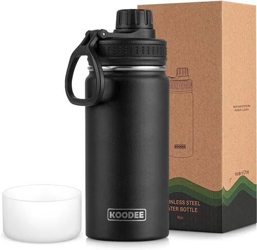 Vista 32 de koodee Botella de agua para niños, botella de agua de acero inoxidable de 12 onzas con aislamiento al vacío para la escuela, botella de agua de boca
