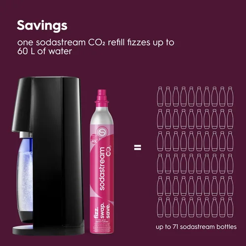 Vista 16 de SodaStream - E-TERRA - Máquina de soda PAQUETE DE VALOR 3 niveles automáticos de carbonatación Incluye 2 cilindros de CO2, 3 botellas aptas