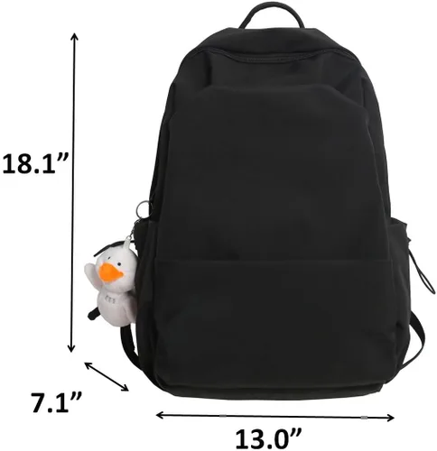 Vista 5 de Mochila para portátil de 15.6" con lindo accesorio Kawaii espaciosos múltiples compartimentos, Negro -, Moderno