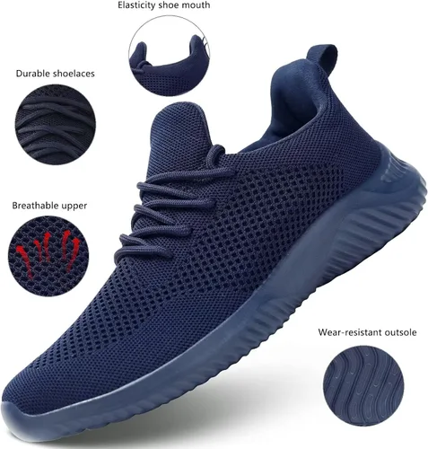 Vista 8 de Zapatos de tenis sin cordones para hombre, ligeros, transpirables, informales, suela suave, malla para el trabajo, gimnasio, tenis