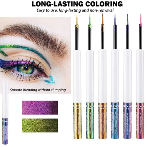 Vista 5 de 6 colores Chameleon Liquid Eyeshadow Metallic Glitter Shimmer Eye Shadow Set de Sombras de Ojos Multicromo de larga duración Impermeable Set