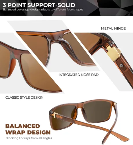 Vista 4 de KALIYADI Lentes de sol polarizados para hombres y mujeres, lentes de sol polarizados con protección UV para conducir, pescar y jugar golf