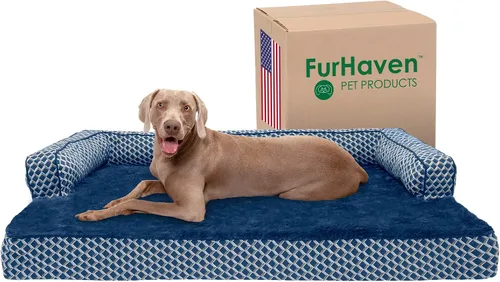 Vista 15 de Furhaven Pet – Sofá de felpa ortopédica para perro, cama con forma de L, tumbona ergonómica con contorno de cuna, cama para perros y gatos, varios