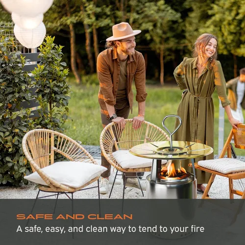 Vista 5 de Hickory Summit Mango de acero inoxidable para deflector de calor de estufa individual - Compatible con deflector solostove Yukon, Bonfire, Canyon