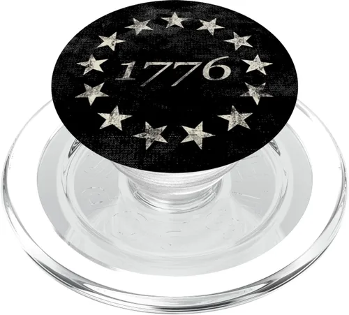 Vista 8 de Bandera de 13 estrellas Betsy Ross, bandera estadounidense envejecida 1776 PopSockets intercambiable PopGrip