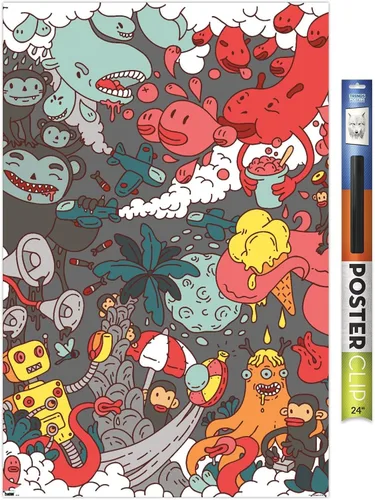 Vista 18 de Trends International Party Pooper - Póster de pared, 22.4 pulgadas de largo x 14.7 pulgadas, versión enmarcada en madera de granero Versión