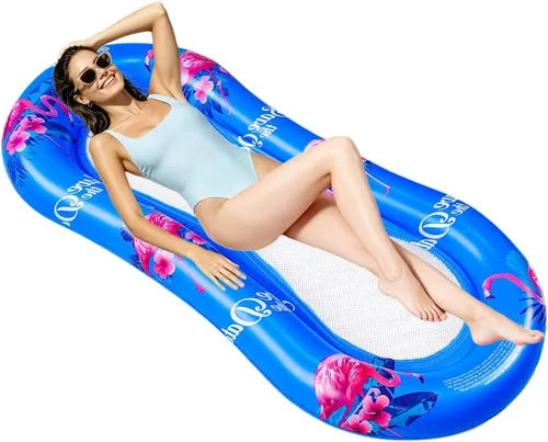 Vista 9 de ZHUYNXIR Flotador de piscina para adultos, hamaca flotante, balsas inflables, sofá de aire para piscina, cama flotante, tumbado en él, todo tu