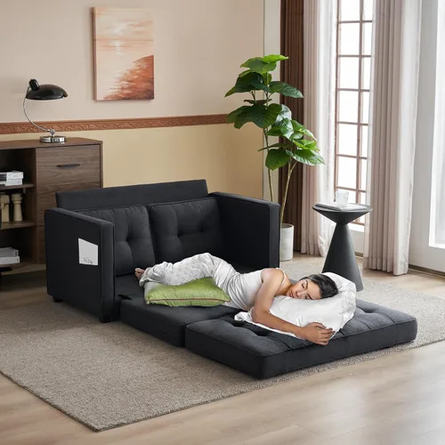 Vista 2 de VINGLI Sofá Cama Loveseat Mejorado, 53.5" An x 83" L Sofá Cama Convertible Sofá Cama Futón Sofás para Sala de Estar, Sofá Cama Plegable