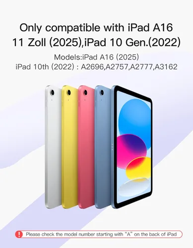 Vista 2 de Inateck Funda para iPad de 11ª/10ª generación con teclado, funda de teclado desmontable con retroiluminación de 7 colores y panel táctil para iPad