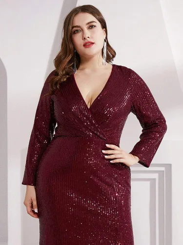 Vista 6 de Ever-Pretty Vestido de invierno para madre de novia con lentejuelas, manga larga, Año Nuevo, cóctel, fiesta de Navidad