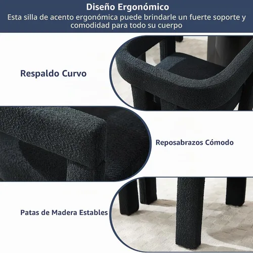 Vista 6 de Juego de 4 Sillas de Comedor Modernas, Sillas Barrel para Sala de Estar, Sillón de Tela, Silla Barrel Tapizada para Sala de Estar Cocina Recepción