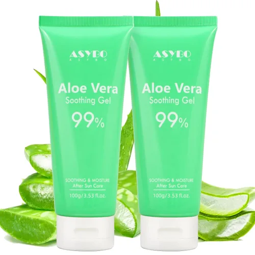 Vista 8 de Gel de aloe vera de 200 x 0.1 fl oz, 99% orgánico puro aloe vera hidratante facial y corporal, crema de aloe natural para piel seca, quemaduras