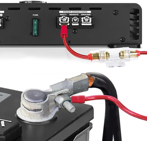 Vista 3 de HBU Kit de cableado de amplificador de calibre 8, kit completo de instalación de amplificador de audio de automóvil de 8 AWG de alta corriente