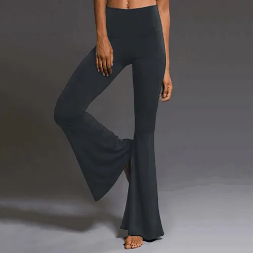 Vista 2 de Bell Yoga Flare Palazzo Bottom Pantalones Pantalones altos Cintura Pierna Pantalones anchos Pantalones de Yoga Pantalones Recortados Flare Yoga