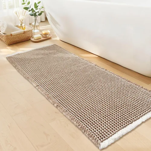 Vista 11 de Alfombra de baño negra – Alfombra de baño antideslizante y lavable, súper absorbente y de secado rápido, pequeña alfombra de baño bohemia para Negro