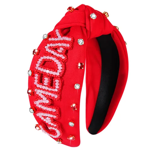 Vista 13 de YAHPERN Diadema anudada de perlas de cristal, diadema ancha con nudo superior para mujer, accesorios para el cabello deportivos, béisbol, fútbol