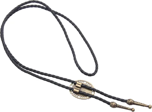 Vista 8 de GelConnie - Corbata con cordón de cuero adornado y una corredera de metal (bolo), estilo nativo americano, collar de vaquero del oeste americano