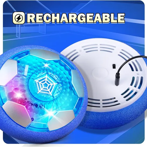 Vista 2 de BaLaM Hover - Pelota de fútbol para niños de 3 a 12 años, juguetes recargables para interiores, juguetes iluminables, regalos de Navidad, Azul