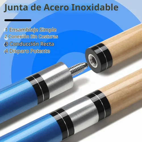 Vista 3 de Pool Cue, 58" Pool Cue Sticks for Adults with 13MM Tips Canadian Maple Wood Leather Pattern Grip 18 19 20 21 oz, Professional Billiard Cues Players