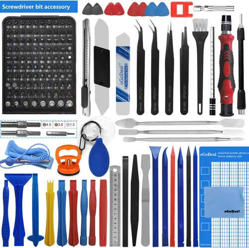 Vista 6 de oGoDeal 155 en 1 juego de destornilladores de precisión, kit profesional de herramientas de reparación electrónica para computadora, gafas, iPhone