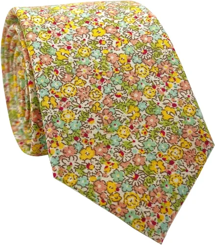 Vista 54 de Corbata de algodón floral para hombre, corbata delgada impresa de 2.56'' 01-Bean Pasta Rosa