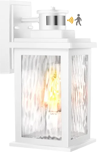 Vista 17 de VIANIS Luces para exteriores con sensor de movimiento, iluminación de anochecer a amanecer para casa, luces de grano de madera para garaje, farol
