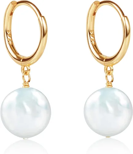 Vista 33 de LILY LUSTRE - Aretes colgantes de plata de ley 925 chapados en oro de 14 quilates, seleccionados a mano, calidad AAAA, color blanco natural