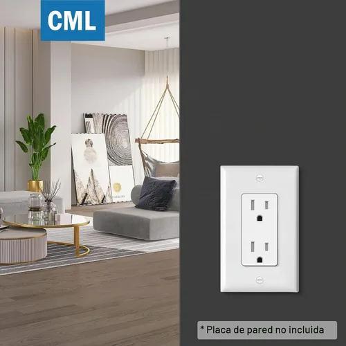 Vista 8 de CML 15 Amp Decorator - Salida de pared resistente a manipulaciones, paquete Blanco satinado