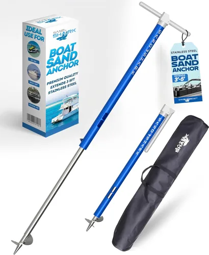 Vista 9 de Ancla SandShark - Ancla de tornillo premium para barco, ancla para barco de pontón, poste de ancla para agua poco profunda de acero inoxidable