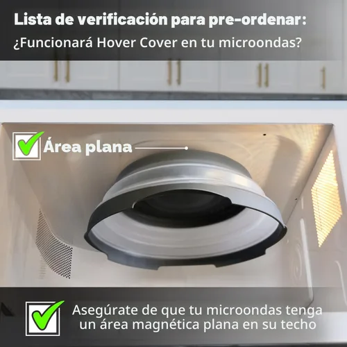 Vista 3 de HOVER COVER Tapa magnética para microondas con alta potencia, agarre magnético más fuerte, tapa de alimentos plegable de 12 pulgadas sin BPA