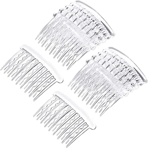 Vista 8 de Gejoy 12 peines de plástico para dientes para el cabello, peine lateral de tortuga, accesorios para el cabello (negro, marrón oscuro)