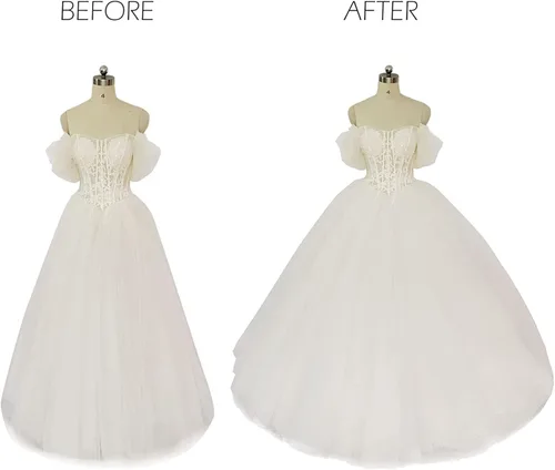 Vista 4 de WOWBRIDAL Falda de 6 aros para mujer enagua de crinolina que se desliza hasta el suelo para vestido de novia