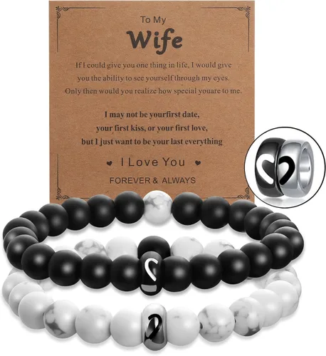 Vista 7 de Kenivira Matching Couples Bracelets Gifts for Girlfriend,Relationship Bracelets for Couple One Year Husband Wife Boyfriend Girlfriend