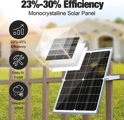 Vista 2 de SOLPERK - Cargador de batería solar de 15 W 12 V, panel solar impermeable + controlador de carga de 8 A de actualización + soporte de montaje