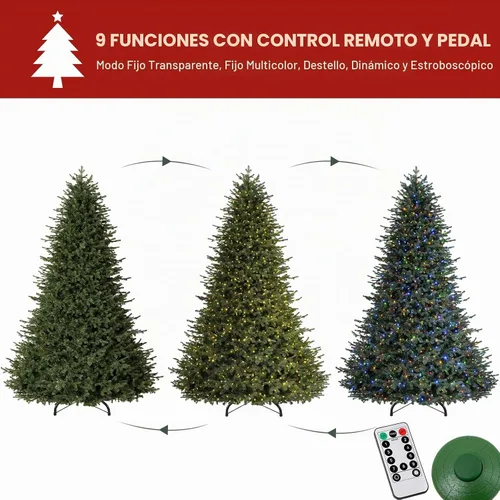 Vista 4 de Hykolity Árbol de Navidad preiluminado prémium de 7.5 pies con 1,050 LED Verde Multicolor