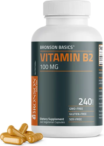 Vista 9 de Bronson Vitamina B2 100 mg sin OMG, 120 cápsulas vegetarianas