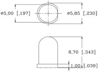 Vista 2 de LED UV/morado precableado de 0.197 in y 9 V, ultra brillante (7 V, 8 V, 9 V) (paquete de 5)