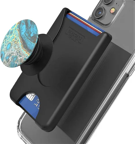 Vista 2 de ENCASED Tarjetero adhesivo para teléfono (compatible con PopSocket) con capacidad para hasta 4 tarjetas (negro)
