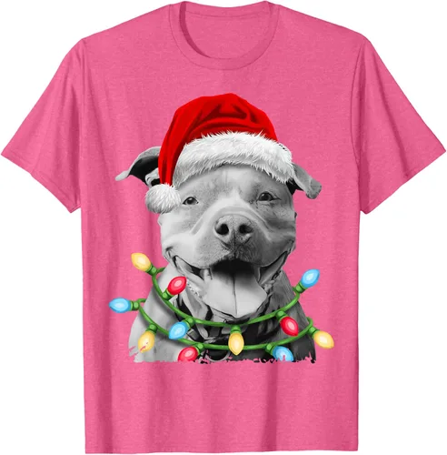 Vista 37 de Pit Bull Santa - Camiseta de perro con luces para árbol de Navidad para niños, Negro, S