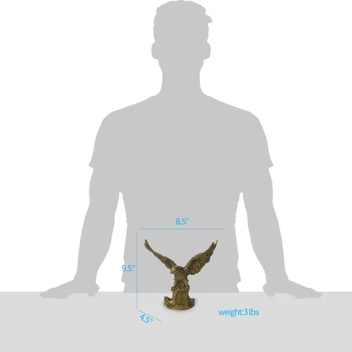 Vista 5 de DreamsEden Estatua de águila calva americana, pequeña figura patriótica de águila de metal de bronce, decoración del hogar, 9.75 pulgadas de alto