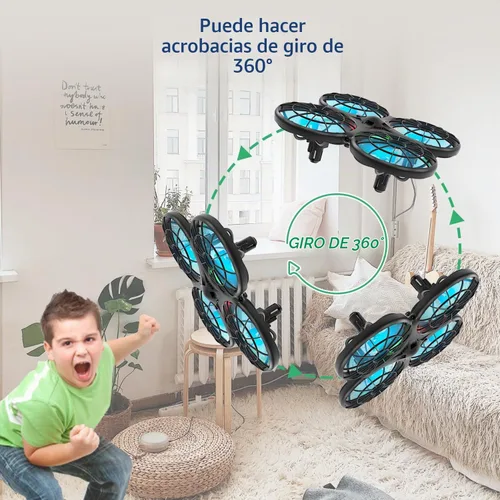 Vista 7 de Loolinn Drones para regalo para niños – Mini dron, dron RC con tecnología anticolisión automática, seguro para niños, fácil de volar, giro