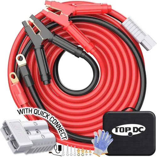 Vista 15 de TOPDC Cables de puente resistentes de 1000 amperios para batería de automóvil, cables resistentes para camiones diesel, kit de cables de puente