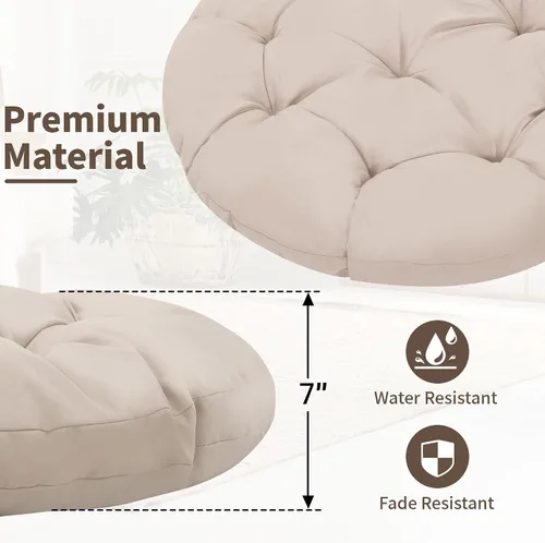 Vista 3 de KROFEM Silla Papasan Gigante de Ratán Ergonómica Extragrande de 46" con Cojín Suave y Grueso para Adultos, Giro Fluido de 360°, Resistente al Agua