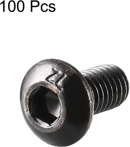 Vista 3 de uxcell M3x6mm - Tornillo hexagonal con cabeza de botón de rosca, 100