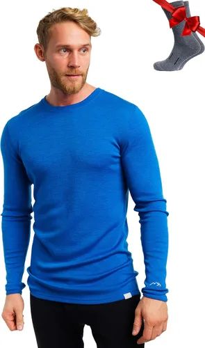 Vista 12 de 100% Merino Wool Base Layer Mens - Long Sleeve Thermal Shirts with Socks .320 negro