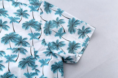 Vista 5 de NUTEXROL Mens Hawaiian Shirts Standard-Fit CottonPolyester Palm Tree Printed Beach Wear