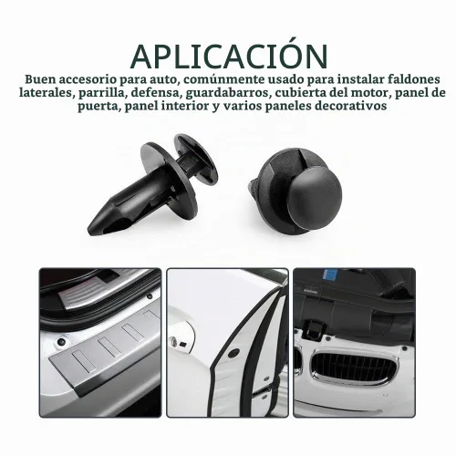 Vista 4 de KEMIMOTO 100 piezas de remaches de plástico de 8 mm para parachoques de nylon, clips para auto, sujetadores de tipo de empuje, tornillos