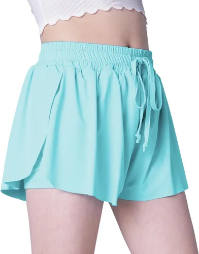 Vista 2 de Pantalones cortos fluidos con diseño de mariposa para niñas, pantalones cortos deportivos para niñas, pantalones cortos de mariposa para niños