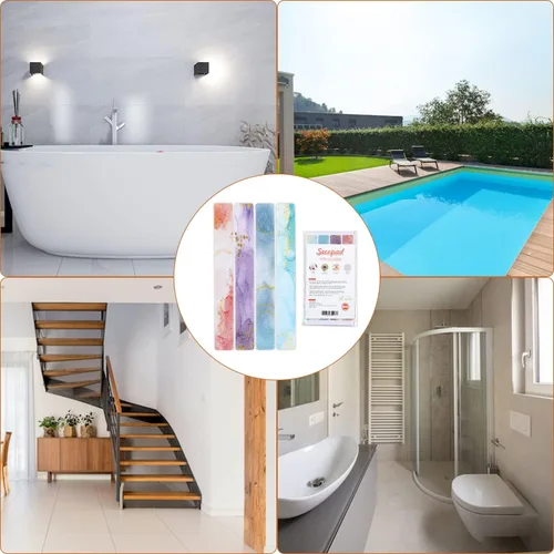 Vista 6 de Secopad Tiras de ducha antideslizantes coloridas, 24 unidades, tiras adhesivas para bañera, ducha, escaleras, escaleras